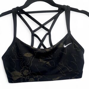 Nike Women's Sports Bra with a metallic print in black and gold. Size M